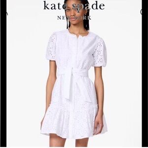 Kate Spade White Babydoll Eyelet Dress, XS
